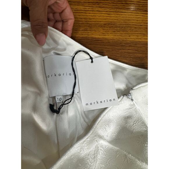 Markarian White One-Shoulder Asymmetric Viscose Midi Dress 10 Cocktail Bridal - Picture 2 of 10